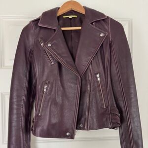 Burgundy Leather Motorcycle Jacket